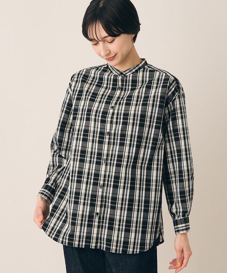 Dessin「【洗える】バンドカラーシャツ（XS～L）」|シャツ・ブラウス|ｲｴﾛｰ(231)