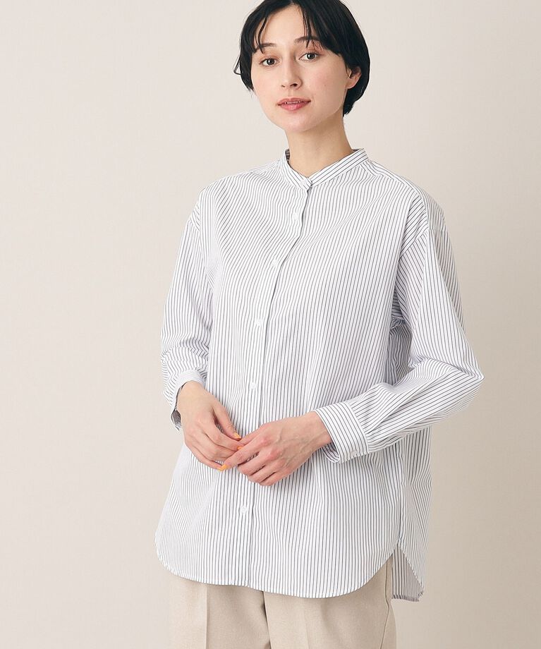 Dessin「【洗える】バンドカラーシャツ（XS～L）」|シャツ・ブラウス|ﾎﾜｲﾄ(301)