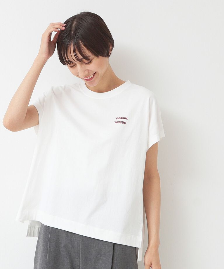 Dessin「フロッキープリントポイントロゴTシャツ（XS～L）」|Tシャツ・カットソー|ﾎﾜｲﾄ(002)