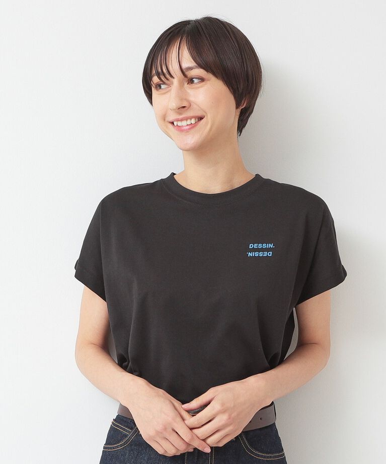 Dessin「フロッキープリントポイントロゴTシャツ（XS～L）」|Tシャツ・カットソー|ﾌﾞﾗｯｸ(019)