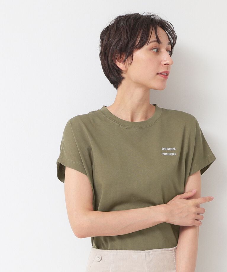 Dessin「フロッキープリントポイントロゴTシャツ（XS～L）」|Tシャツ・カットソー|ｶｰｷ(027)
