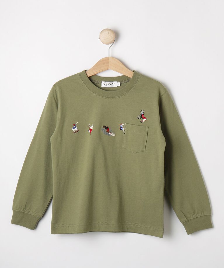 Dessin「【リンクコーデ】ピープル刺繍ロンT」|Tシャツ・カットソー|ｶｰｷ(027)