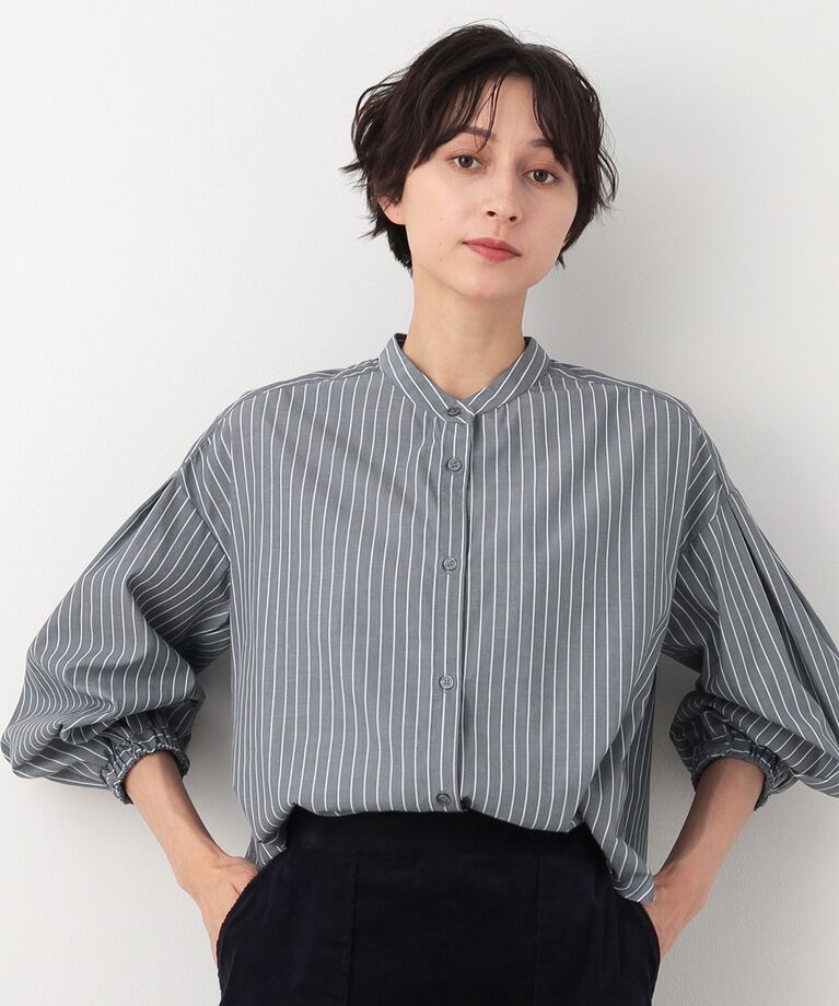 Dessin「【洗える】バルーンスリーブバンドカラーシャツ（XS～L）」|シャツ・ブラウス|ﾗｲﾄｸﾞﾚｰ(311)