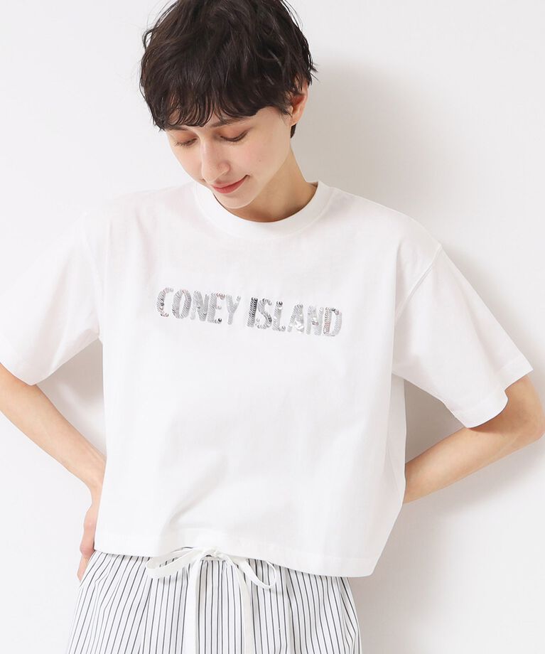 Dessin「【洗える】スパンコールロゴTシャツ（XS～L）」|Tシャツ・カットソー|ホワイト(001)