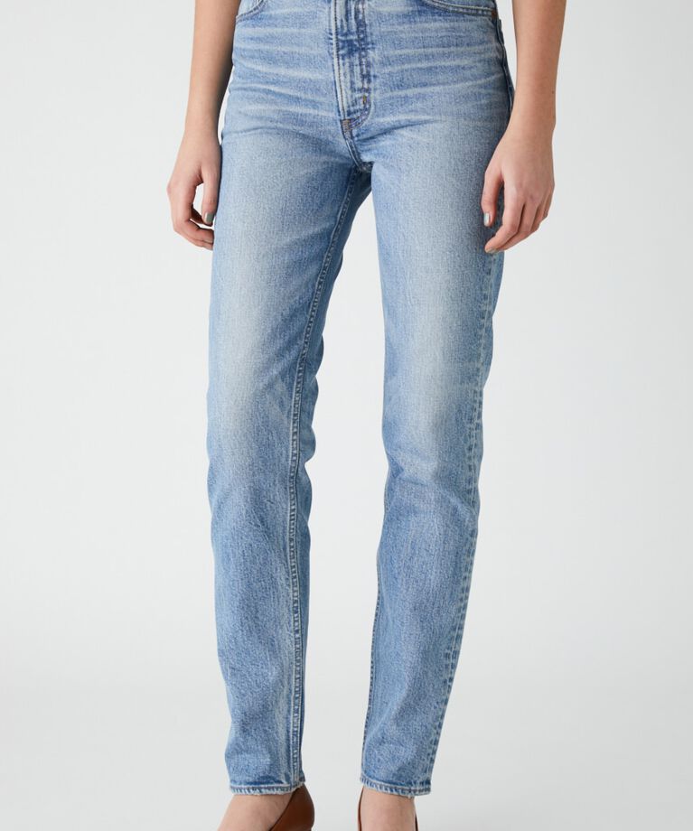 MOUSSY「PLAIN JEANS STRAIGHT SLIM」|デニム|L/BLU1