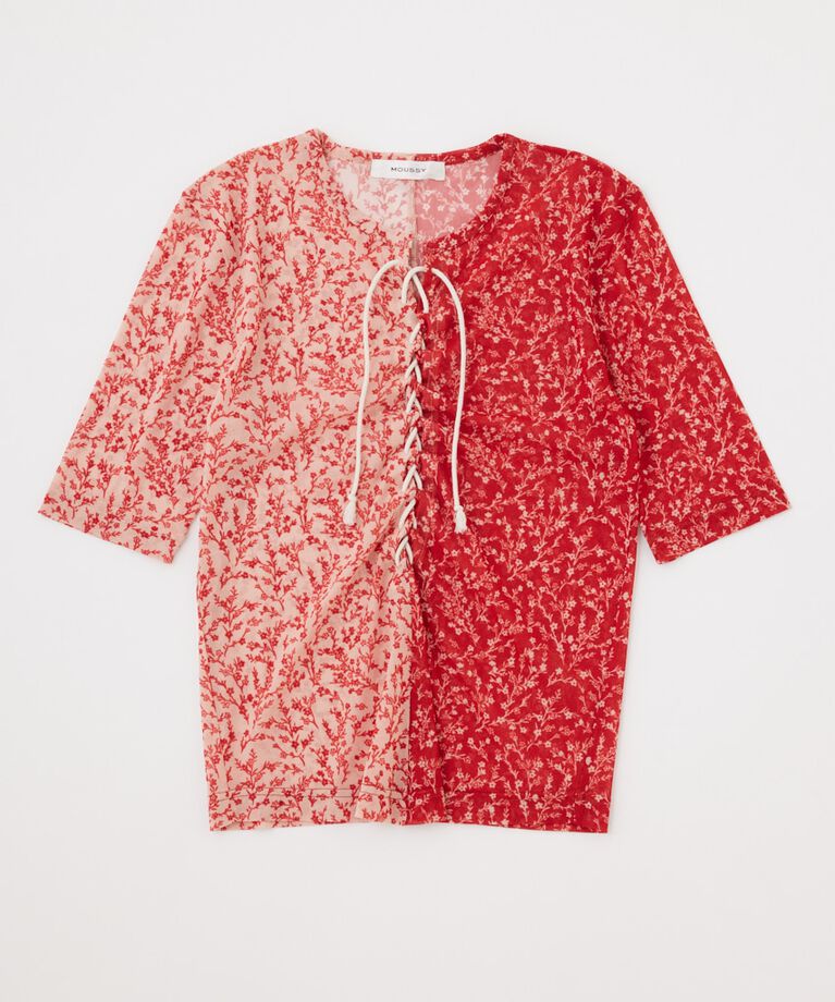 MOUSSY「ASYMMETRIC COLOR LACE UP トップス」|Tシャツ・カットソー|