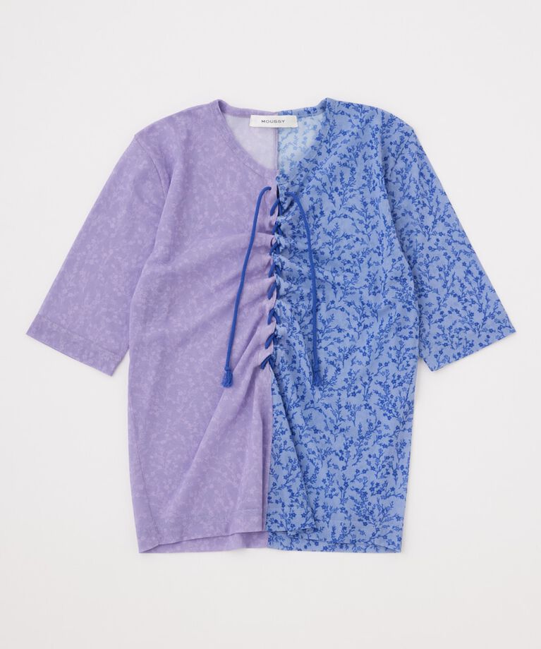 MOUSSY「ASYMMETRIC COLOR LACE UP トップス」|Tシャツ・カットソー|
