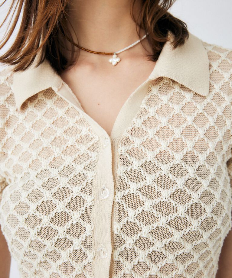 MOUSSY「OPENWORK KNIT POLO」|ニット・セーター|