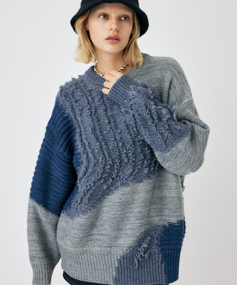 MOUSSY「PATCH DESIGN ニット」|ニット・セーター|