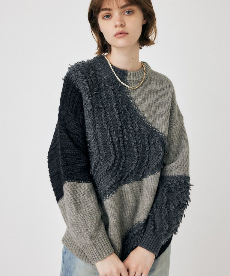 MOUSSY「PATCH DESIGN ニット」|ニット・セーター|