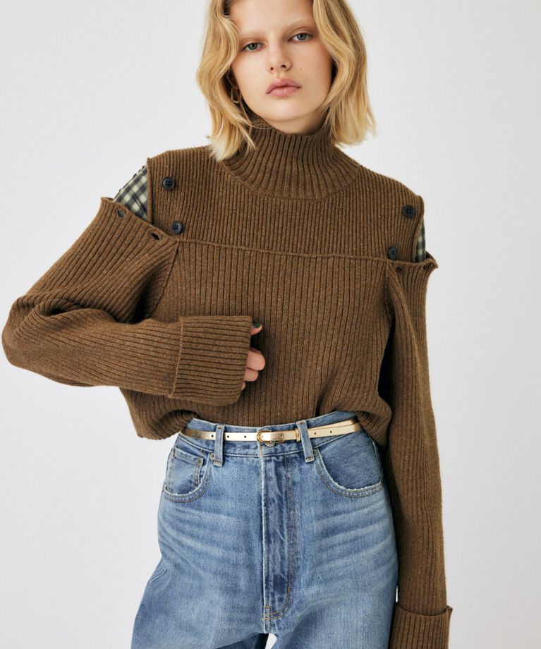 MOUSSY「LAYERED LIKE オープンショルダーニット」|ニット・セーター|