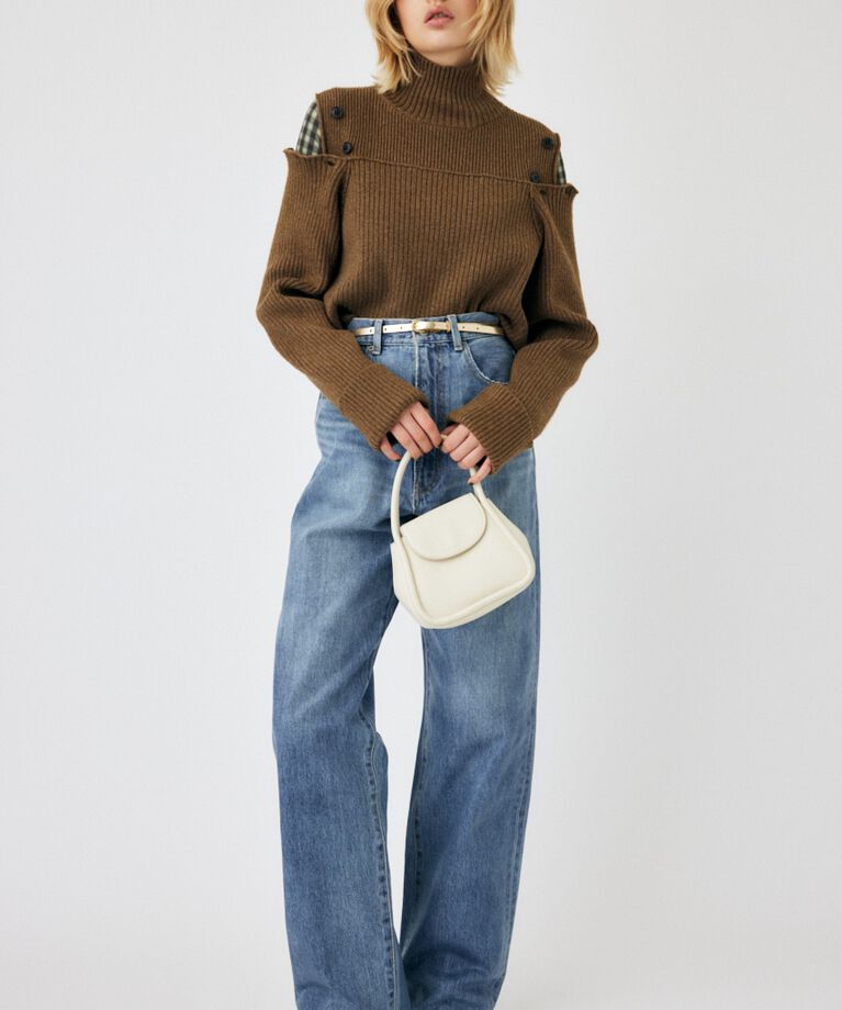 MOUSSY「LAYERED LIKE オープンショルダーニット」|ニット・セーター|