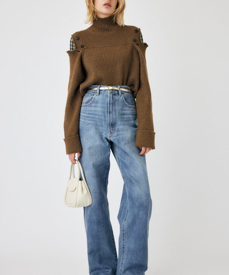 MOUSSY「LAYERED LIKE オープンショルダーニット」|ニット・セーター|
