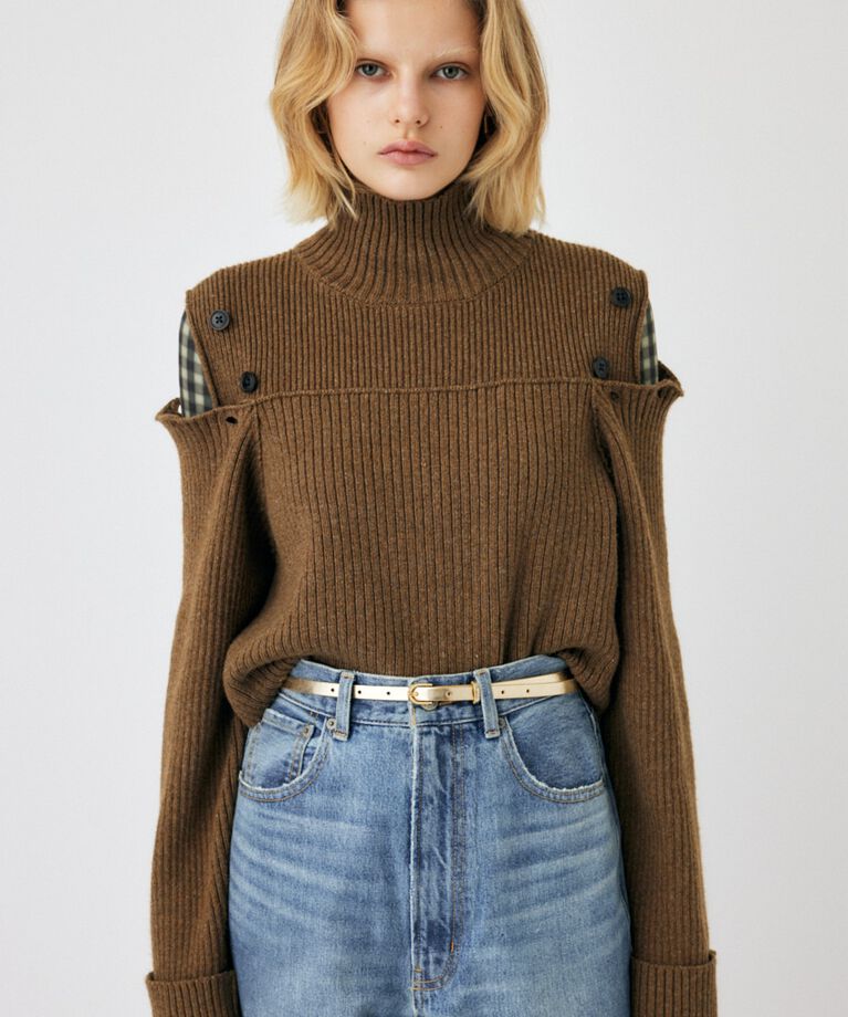 MOUSSY「LAYERED LIKE オープンショルダーニット」|ニット・セーター|