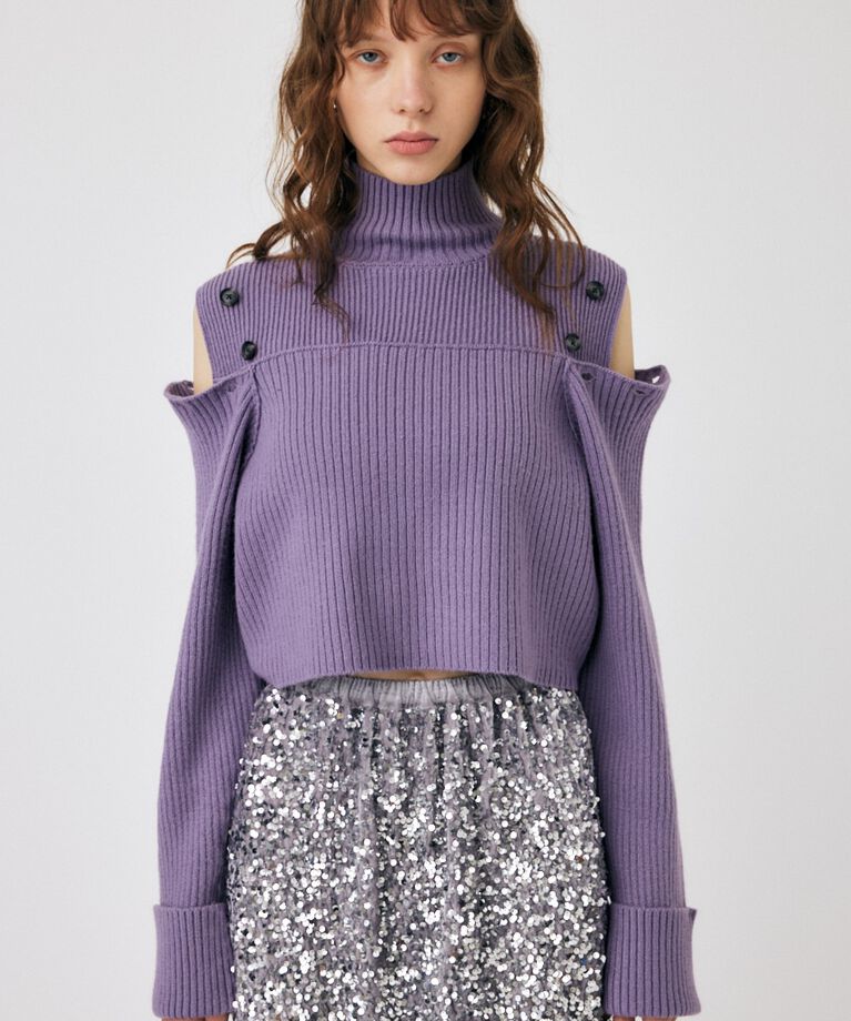 MOUSSY「LAYERED LIKE オープンショルダーニット」|ニット・セーター|