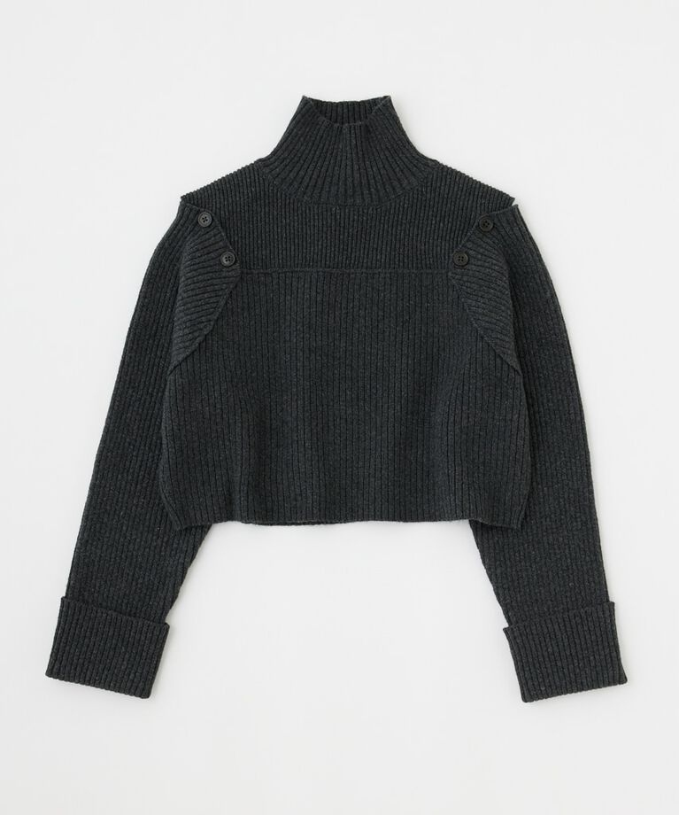 MOUSSY「LAYERED LIKE オープンショルダーニット」|ニット・セーター|C.GRY