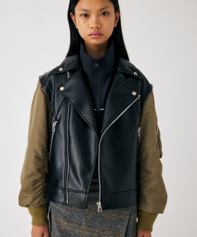 MOUSSY「FAUX LEATHER DETACHABLE ジャケット」|その他|BLK