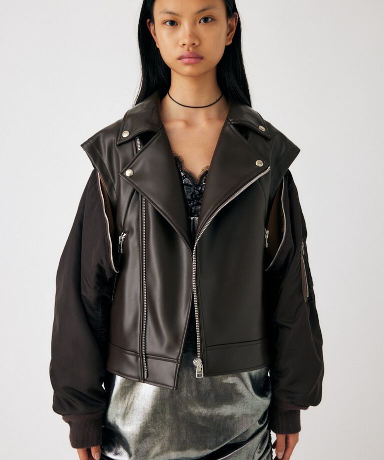 MOUSSY「FAUX LEATHER DETACHABLE ジャケット」|その他|D/BRN3