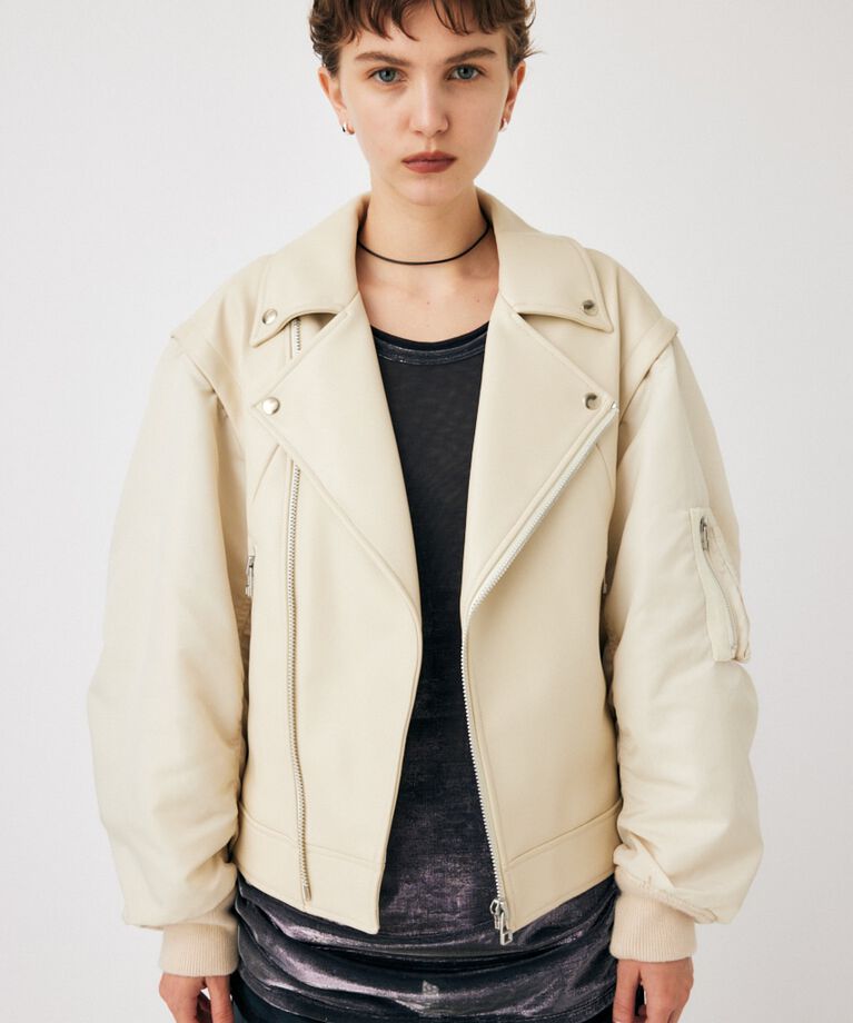 MOUSSY「FAUX LEATHER DETACHABLE ジャケット」|その他|L/BEG1