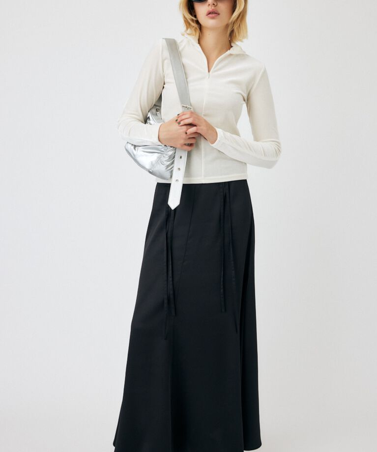 MOUSSY「SATIN FLARE スカート」|スカート|BLK