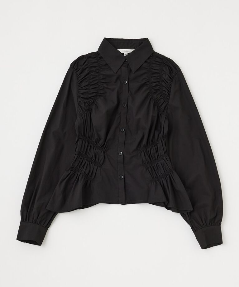 MOUSSY「COTTON GATHER シャツ」|シャツ・ブラウス|BLK
