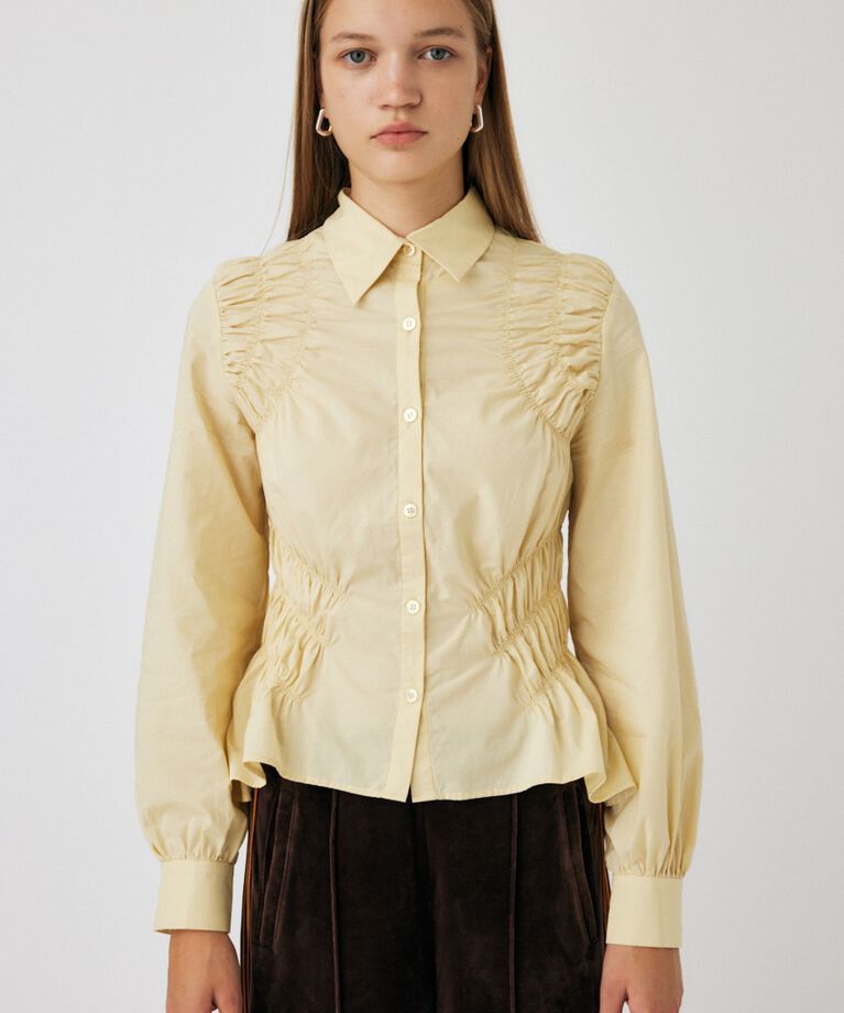 MOUSSY「COTTON GATHER シャツ」|シャツ・ブラウス|L/YEL1