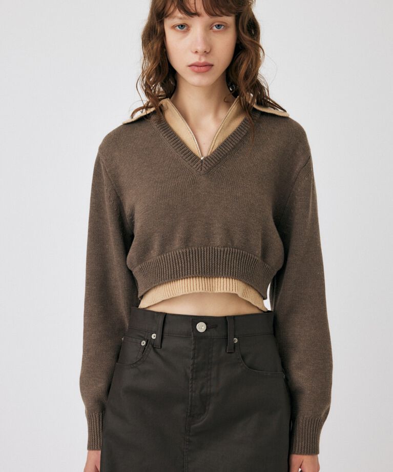 MOUSSY「LAYERED HALF ZIP セーター」|ニット・セーター|