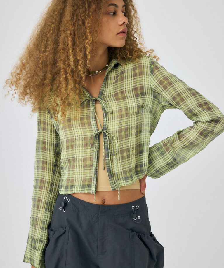 MOUSSY「FRONT TIED CHECK シャツ」|シャツ・ブラウス|