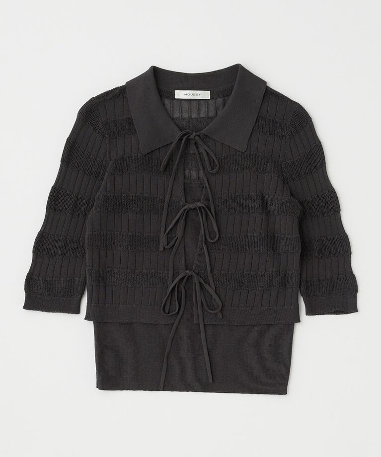 MOUSSY「KNIT CAMI & RIBBON シャツセット」|ニット・セーター|