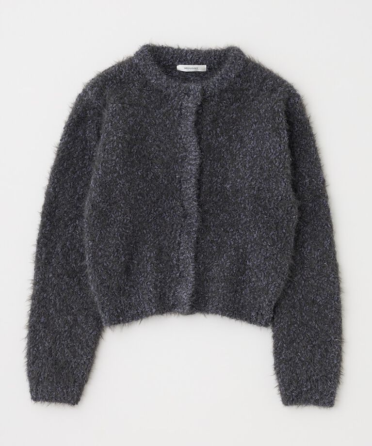 MOUSSY「GLITTER SHAGGY ニットカーディガン」|カーディガン|