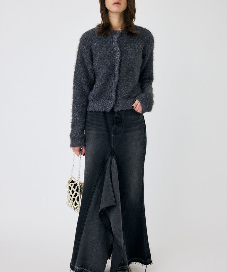MOUSSY「GLITTER SHAGGY ニットカーディガン」|カーディガン|