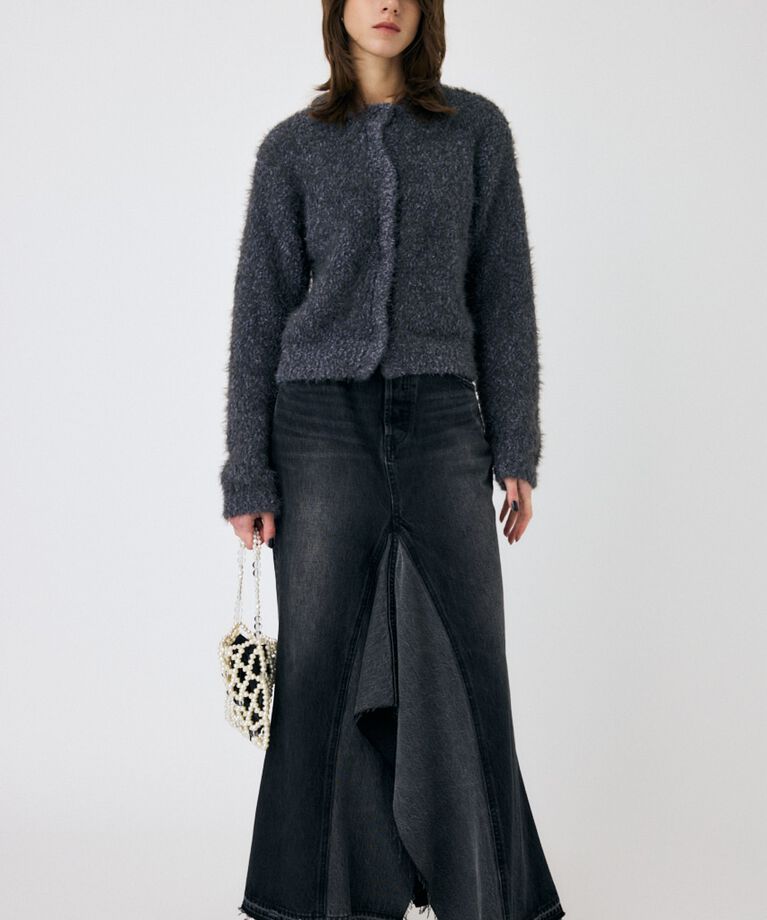 MOUSSY「GLITTER SHAGGY ニットカーディガン」|カーディガン|