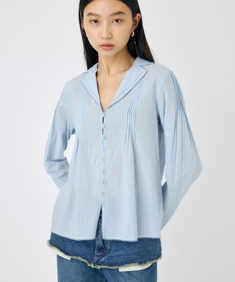 MOUSSY「COTTON PINTUCK ブラウス」|シャツ・ブラウス|柄BLU5