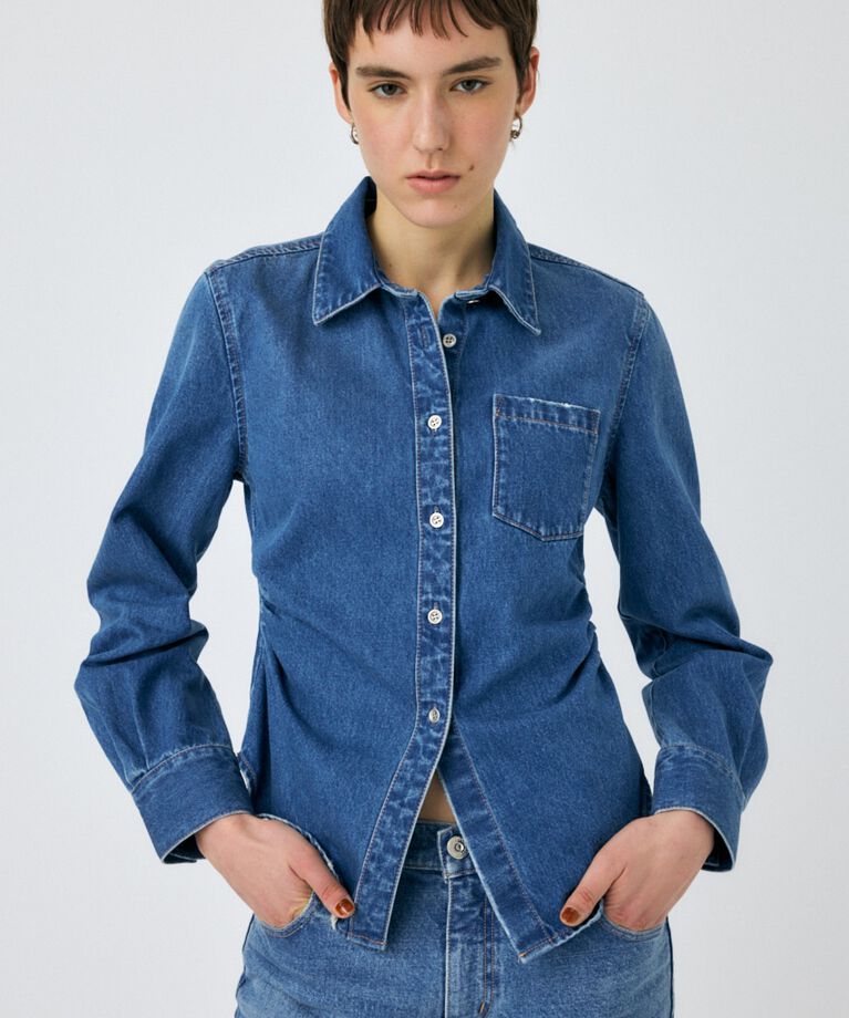 MOUSSY「WAIST FIT デニムシャツ」|シャツ・ブラウス|BLU