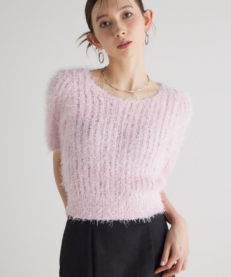 rienda「コンパクトシアーシャギーknitTOP」|ニット・セーター|