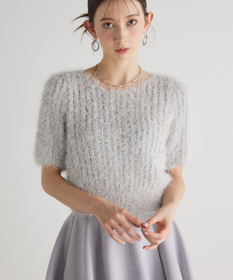 rienda「コンパクトシアーシャギーknitTOP」|ニット・セーター|