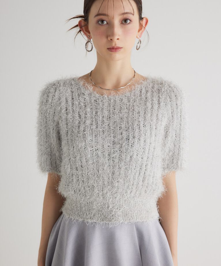 rienda「コンパクトシアーシャギーknitTOP」|ニット・セーター|
