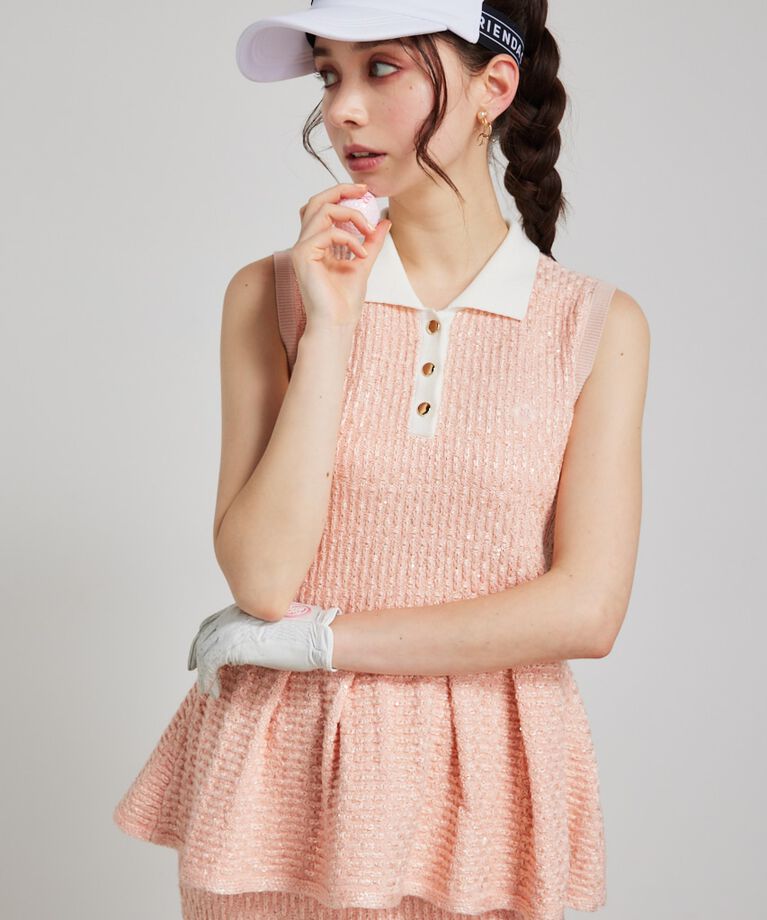 rienda「シャイニーツイードペプラムニットTOP」|ニット・セーター|