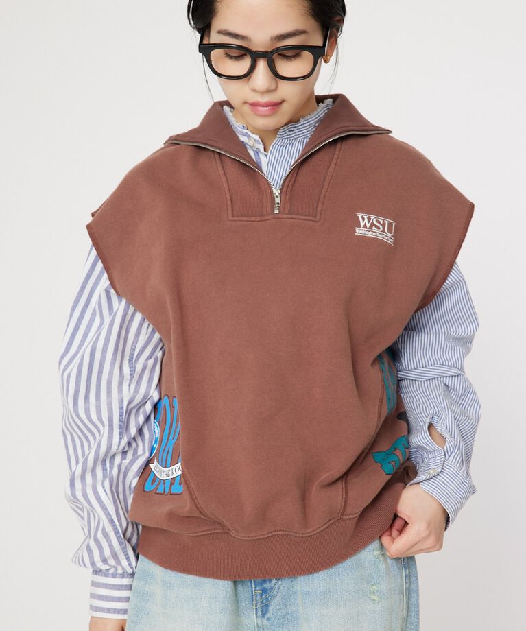 RODEO CROWNS「リメイクハーフジップベスト」|Tシャツ・カットソー|BRN