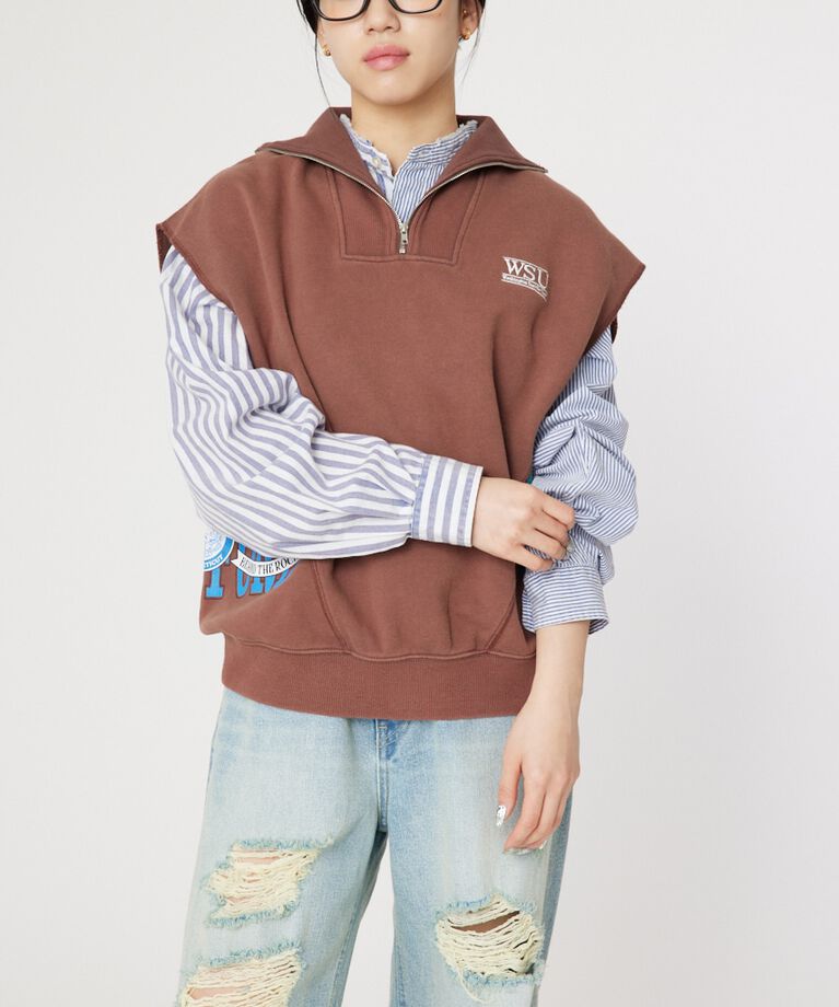 RODEO CROWNS「リメイクハーフジップベスト」|Tシャツ・カットソー|