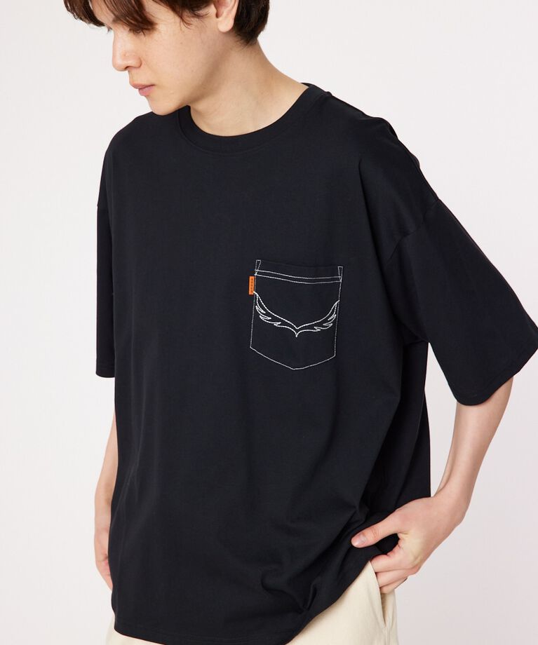 RODEO CROWNS「メンズ デニムパッチTシャツ」|Tシャツ・カットソー|BLK