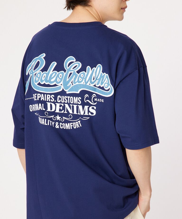 RODEO CROWNS「メンズ デニムパッチTシャツ」|Tシャツ・カットソー|NVY