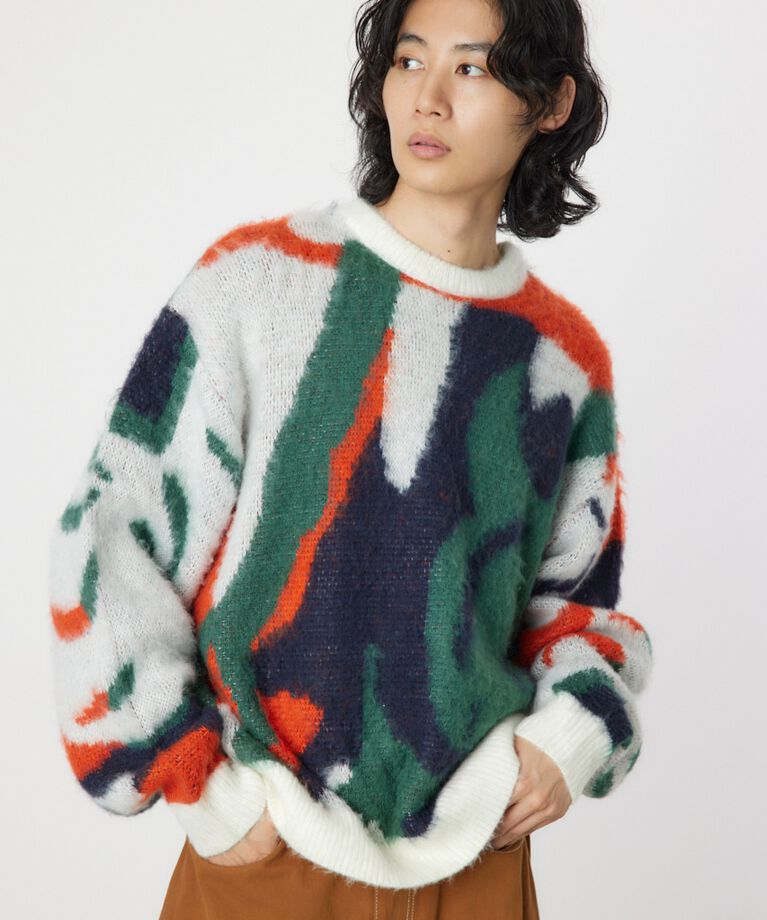 RODEO CROWNS「abstract patternニット」|ニット・セーター|O/WHT1