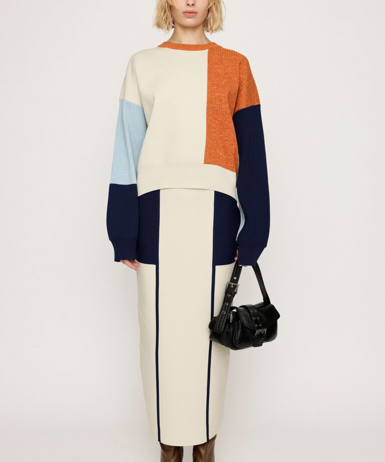 SLY「BLOCKING I LINE KNIT スカート」|スカート|M/WHT7