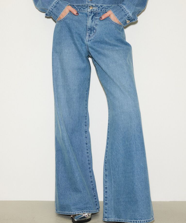 SLY「L／W LOOSE LEG PT-C」|デニム|L/BLU1