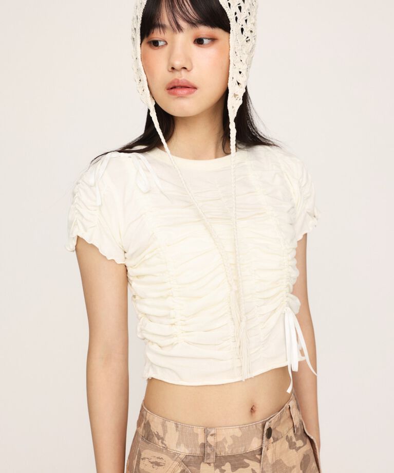 SLY「DRAWSTRING GATHER トップス」|Tシャツ・カットソー|