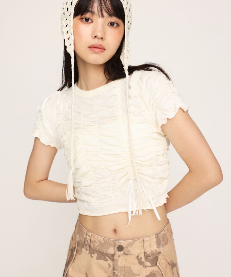 SLY「DRAWSTRING GATHER トップス」|Tシャツ・カットソー|