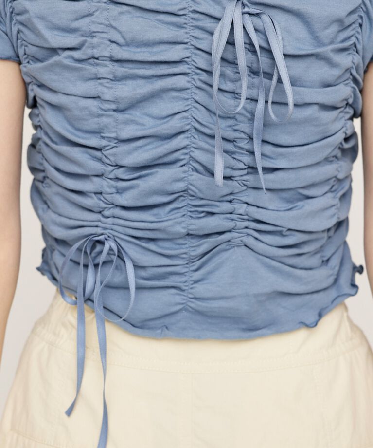 SLY「DRAWSTRING GATHER トップス」|Tシャツ・カットソー|