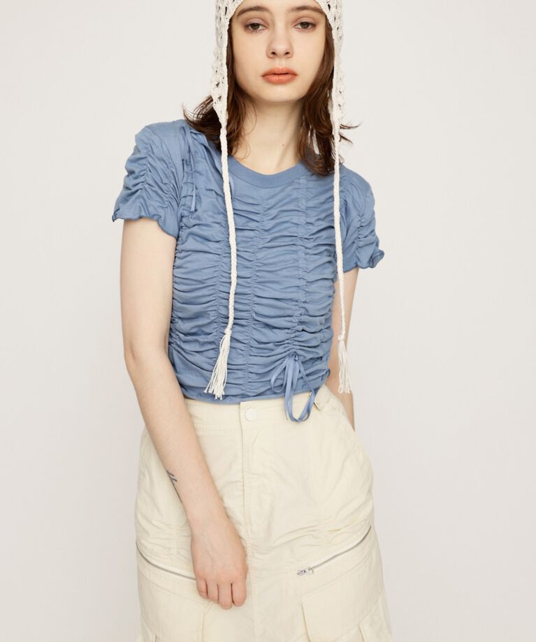 SLY「DRAWSTRING GATHER トップス」|Tシャツ・カットソー|