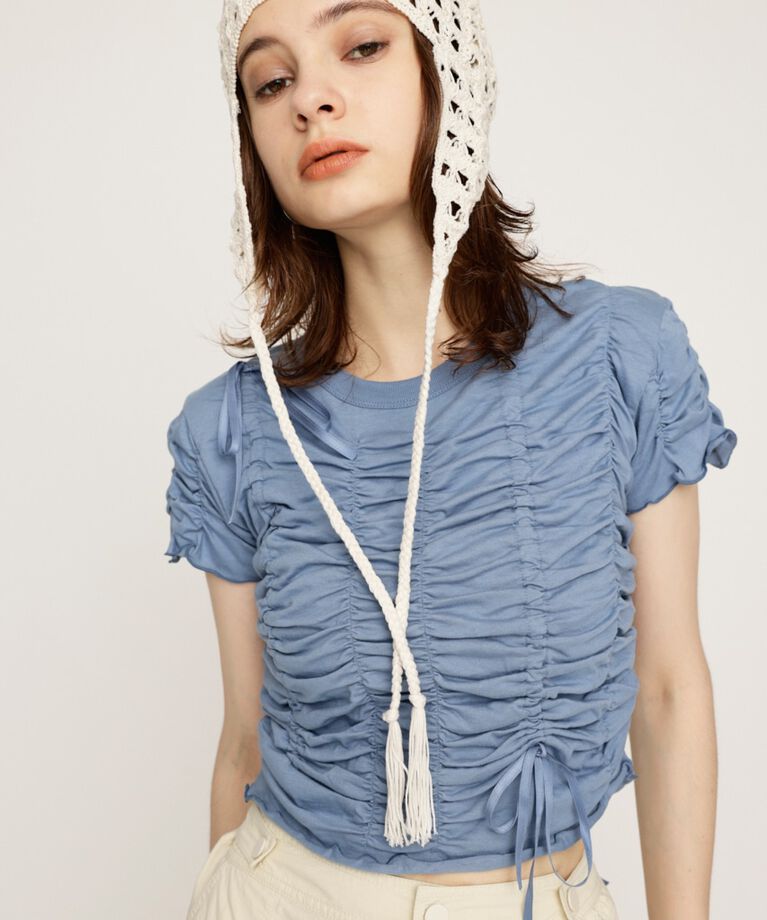SLY「DRAWSTRING GATHER トップス」|Tシャツ・カットソー|